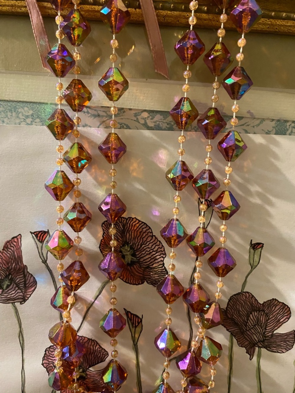 Hand Crafted Purple Iridescent Crystal Bib Necklace - Picture 4 of 6